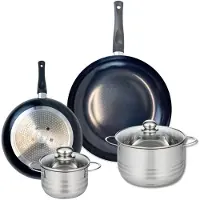 Elo Ensemble de 2 Poêles de cuisson 24 et 32 cm et 2 faitouts 16 et 20 cm Prima Brillant