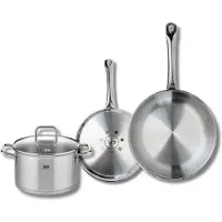 Elo Set de 2 Poêles de cuisson 24 et 28 cm et 1 faitout 20 cm Profi Citrin