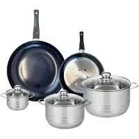 Elo Ensemble de 2 Poêles de cuisson 24 et 32 cm et 3 faitouts 12, 20 et 24 cm Prima Brillant