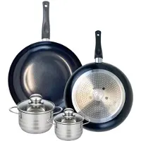 Elo Ensemble de 2 Poêles de cuisson 28 et 32 cm et 2 faitouts 12 et 14 cm Prima Brillant