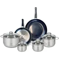 Elo Ensemble de 2 Poêles de cuisson 24 et 28 cm et 4 faitouts 12, 14, 16 et 20 cm Prima Brillant