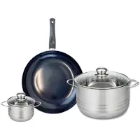 Elo Ensemble de 1 Poêle de cuisson 28 cm et 2 faitouts 12 et 24 cm Prima Brillant
