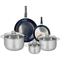 Elo Ensemble de 2 Poêles de cuisson 20 et 28 cm et 3 faitouts 14, 20 et 24 cm Prima Brillant