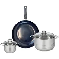 Elo Ensemble de 1 Poêle de cuisson 32 cm et 2 faitouts 14 et 24 cm Prima Brillant