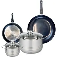 Elo Ensemble de 2 Poêles de cuisson 20 et 28 cm et 2 faitouts 14 et 24 cm Prima Brillant