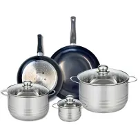 Elo Ensemble de 2 Poêles de cuisson 24 et 28 cm et 3 faitouts 12, 20 et 24 cm Prima Brillant