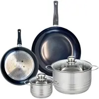Elo Ensemble de 2 Poêles de cuisson 24 et 32 cm et 2 faitouts 14 et 24 cm Prima Brillant