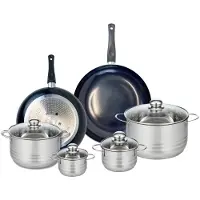 Elo Ensemble de 2 Poêles de cuisson 28 et 32 cm et 4 faitouts 12, 14, 20 et 24 cm Prima Brillant