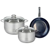 Elo Ensemble de 1 Poêle de cuisson 24 cm et 2 faitouts 20 et 24 cm Prima Brillant