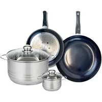 Elo Ensemble de 2 Poêles de cuisson 24 et 28 cm et 2 faitouts 12 et 24 cm Prima Brillant