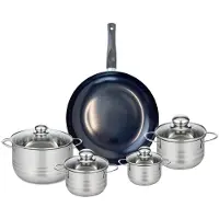 Elo Ensemble de 1 Poêle de cuisson 32 cm et 4 faitouts 12, 14, 16 et 20 cm Prima Brillant