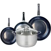 Elo Ensemble de 3 Poêles de cuisson 20, 24 et 28 cm et 1 faitout 24 cm Prima Brillant