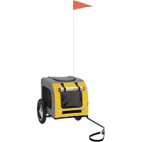 vidaXL Remorque pour vélo Chiens Jaune et gris Tissu Oxford et fer