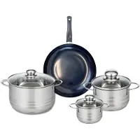 Elo Ensemble de 1 Poêle de cuisson 24 cm et 3 faitouts 12, 16 et 20 cm Prima Brillant