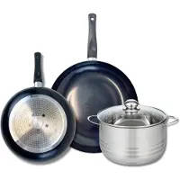 Elo Ensemble de 2 Poêles de cuisson 24 et 28 cm et 1 faitout 20 cm Prima Brillant