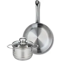 Elo Ensemble de 1 Poêle de cuisson 24 cm et 1 faitout 14 cm Profi Brillant
