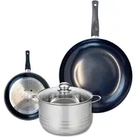 Elo Ensemble de 2 Poêles de cuisson 20 et 32 cm et 1 faitout 20 cm Prima Brillant