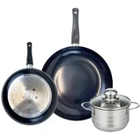 Elo Ensemble de 2 Poêles de cuisson 24 et 32 cm et 1 faitout 16 cm Prima Brillant