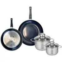 Elo Ensemble de 2 Poêles de cuisson 20 et 24 cm et 2 faitouts 12 et 14 cm Prima Brillant