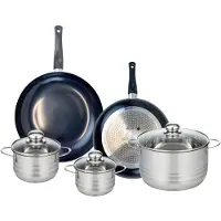 Elo Ensemble de 2 Poêles de cuisson 28 et 32 cm et 3 faitouts 14, 16 et 24 cm Prima Brillant