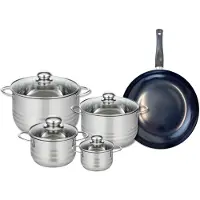 Elo Ensemble de 1 Poêle de cuisson 28 cm et 4 faitouts 12, 16, 20 et 24 cm Prima Brillant