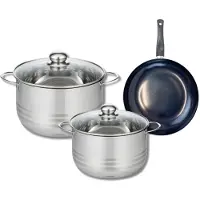Elo Ensemble de 1 Poêle de cuisson 20 cm et 2 faitouts 20 et 24 cm Prima Brillant
