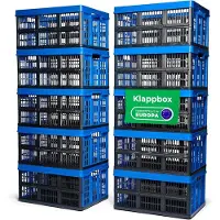Novaliv Boîte pliante 45l Bleu Set de 10 pièces - Boîte en osier pliable avec poignées pratiques - Boîte de rangement polyvalente