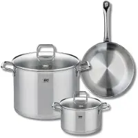 Elo Ensemble de 1 Poêle de cuisson 24 cm et 2 faitouts 16 et 26 cm Profi Citrin