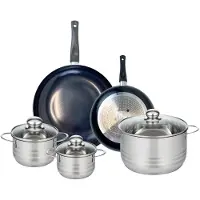 Elo Ensemble de 2 Poêles de cuisson 24 et 32 cm et 3 faitouts 14, 16 et 24 cm Prima Brillant