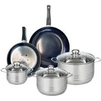 Elo Ensemble de 2 Poêles de cuisson 24 et 28 cm et 3 faitouts 14, 20 et 24 cm Prima Brillant