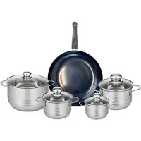 Elo Ensemble de 1 Poêle de cuisson 28 cm et 4 faitouts 12, 14, 16 et 20 cm Prima Brillant