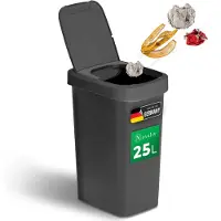 Novaliv Poubelle 25L avec couvercle 2en1, couvercle rabattable & couvercle basculant, poubelle anti-odeur pour cuisine ménage bureau, poubelle seau déchets trash plastique poubelle poubelle poubelle