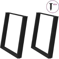 vidaXL Pieds de table de salle à manger en forme de U 2 pcs. noir 70x(72-73) cm acier