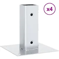 vidaXL Bases de poteau carrées 4 pcs argent 46x46 mm acier galvanisé