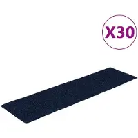 vidaXL Tapis d'escalier autocollants 30 pièces 76 x 20 cm Bleu marine Rectangulaire