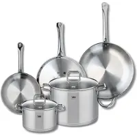 Elo Ensemble de 3 Poêles de cuisson 24, 28 et 32 cm et 2 faitouts 20 et 26 cm Profi Citrin