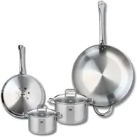 Elo Ensemble de 2 Poêles de cuisson 24 et 32 cm et 2 faitouts 14 et 16 cm Profi Citrin