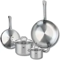 Elo Ensemble de 2 Poêles de cuisson 24 et 32 cm et 2 faitouts 14 et 20 cm Profi Citrin