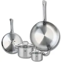 Elo Ensemble de 2 Poêles de cuisson 24 et 32 cm et 2 faitouts 12 et 16 cm Profi Citrin