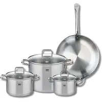 Elo Set de 1 Poêle de cuisson 32 cm et 3 faitouts 16, 20 et 26 cm Profi Citrin