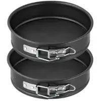 Zenker 9916050 Lot De 2 Mini Moules À Manqué, Mini Moules Ronds, Moule À Manqué À Charnière, Moule À Gâteau, Acier, Noir, 16 X 16 X 4 Cm