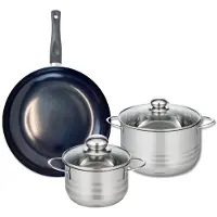 Elo Ensemble de 1 Poêle de cuisson 28 cm et 2 faitouts 16 et 20 cm Prima Brillant