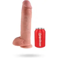 King Cock 11 - gode ceinture ventouse avec testicules - réaliste 28cm - chair