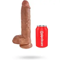 King Cock Gode réaliste 10 avec testicules (25 cm, marron)