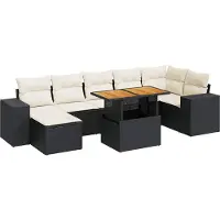 vidaXL Ensemble de jardin canapé 8 pièces avec coussins noir poly rotin