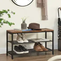Vasagle Banc à chaussures Brad 2 tablettes - brun rustique/noir