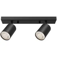 Braytron Spot de plafond LED à 2 ampoules GU10, orientable à 350° – spot de plafond moderne noir