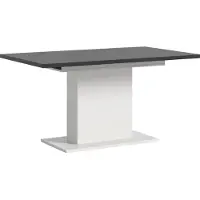 Ebuy24 Motion table de salle à manger pied colonne 90x150/190 cm avec 1 rallonge blanc, gris.