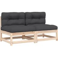 vidaXL Canapés de jardin sans accoudoirs avec coussins 2 pcs. Pin massif