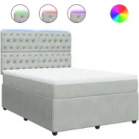 vidaXL Lit boxspring avec matelas gris clair 160x200 cm velours